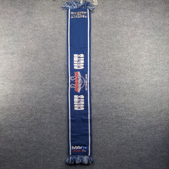 NFL Indianapolis Colts Men's Scarf Blue White Size 7x46 Fringe Knit Logo - Picture 2 of 7
